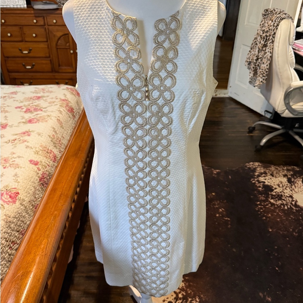 Lilly Pulitzer White and Gold Mini Dress